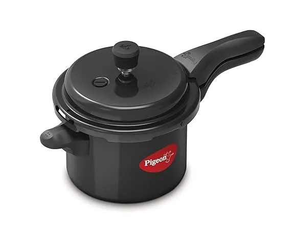 Pigeon by Stovekraft Titanium 3 Ltrs Outer Lid Pressure Cooker - Black, Aluminium